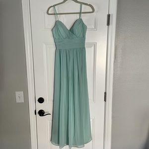 Mint colored spaghetti strap bridesmaids dress worn once for a wedding